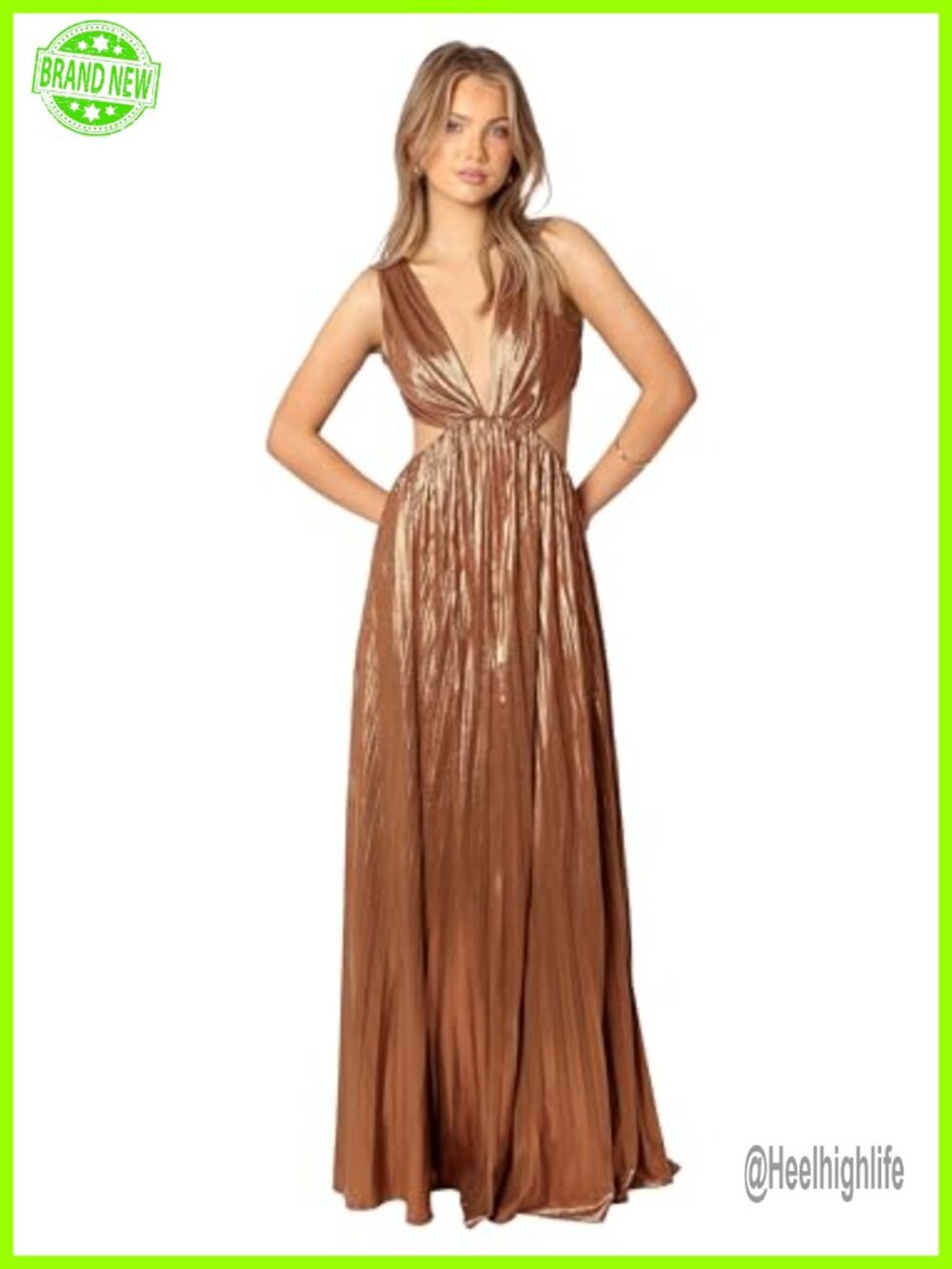 Pleated Floral Maxi Dress V-Neck Sleeveless Cut Out Casual